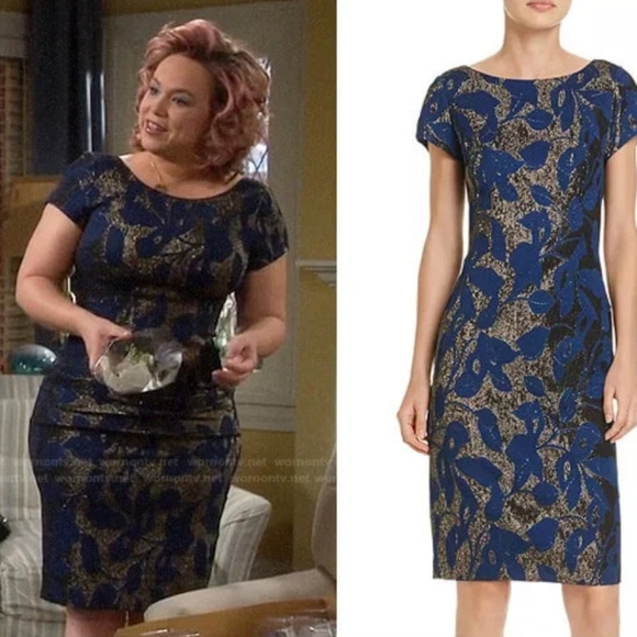 Adrianna Papell Dresses & Skirts - Adriana Papell Metallic Jacquard Sheath Dress, Size 6